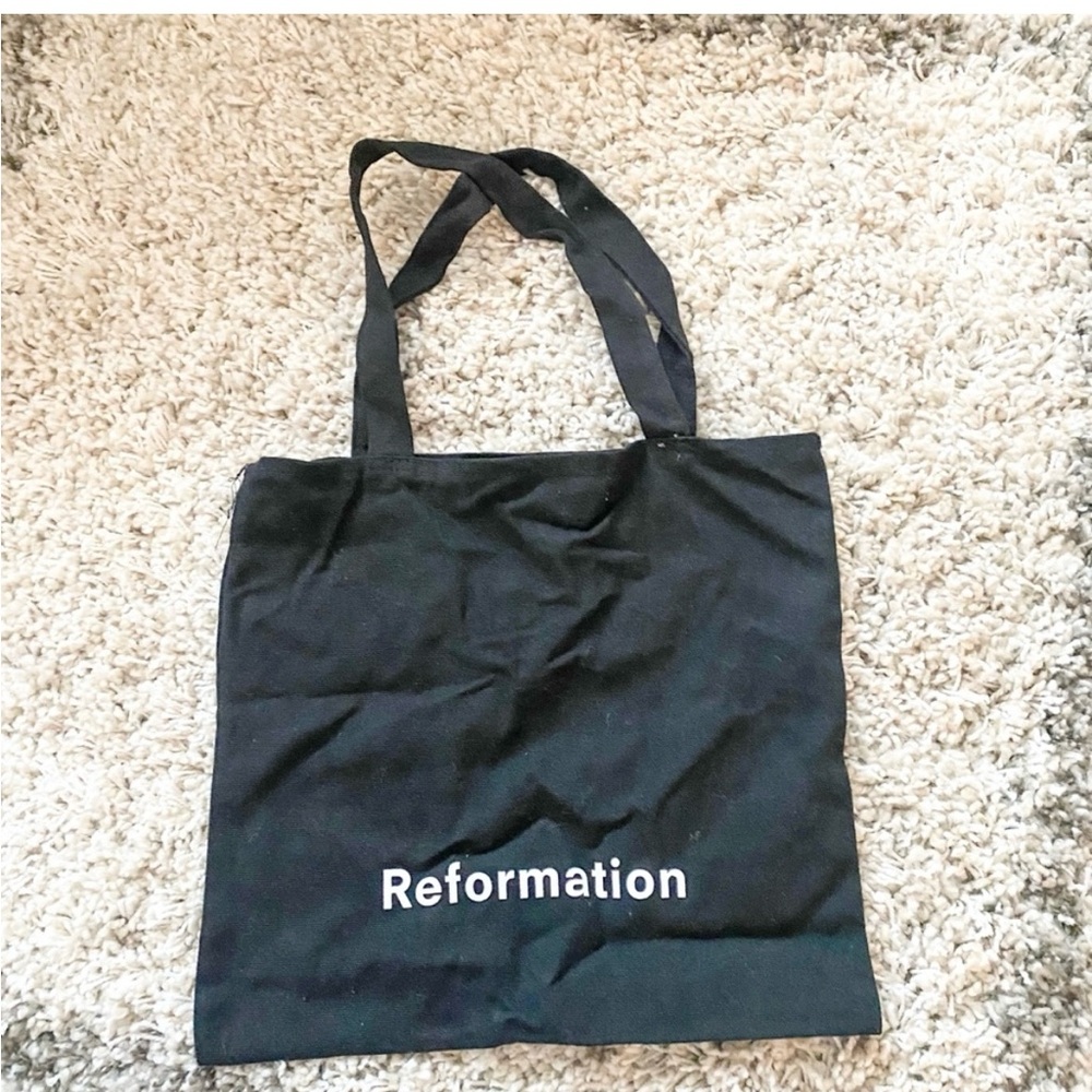 Reformation canvas tote bag, never used, black & white, 12 x 13 inches